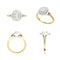 Round Diamond Oval Cluster Double Halo Engagement Ring