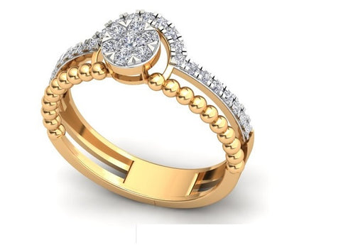 Round Shape Natural Diamond Engagement Ring