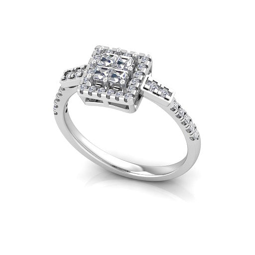 Princess & Round Cut Diamond Engagement Ring