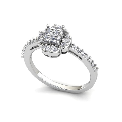 Greta Princess & Round Cut Diamond Engagement Ring
