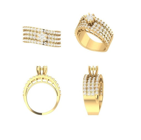 Bridal Round Wide Band Style Diamond Engagement Ring