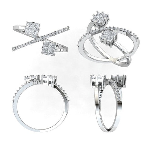 Ophelia Crossover Diamond Engagement Ring