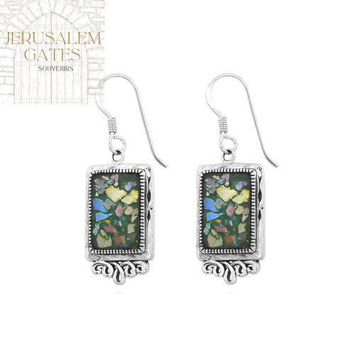 Rectangle Roman Glass Royal Earrings