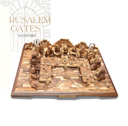Premium Huge Olive Wood Masterpiece of the Last Supper in Jerusalem