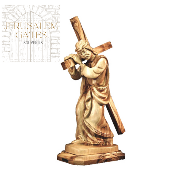 Jesus Carrying His Cross Olive Wood Statue