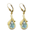 14k Yellow Elegant Tear Drop Roman Glass Earrings