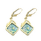 14K Yellow Square Geometric Roman Glass Earrings
