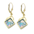 14K Yellow Square Geometric Roman Glass Earrings