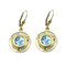 14K Yellow Dangle Round Roman Glass Earrings