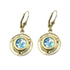 14K Yellow Dangle Round Roman Glass Earrings
