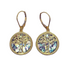 14k Yellow Gold Round Tree Of Life Roman Glass Earrings