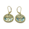 14k Yellow Gold Round Tree Of Life Roman Glass Earrings