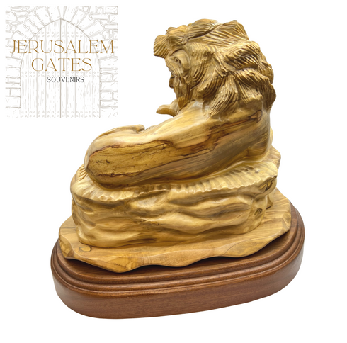 The Lion & The Lamp Olive Wood Statue