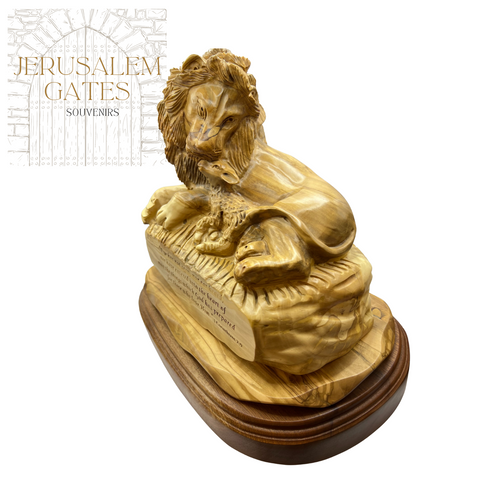 The Lion & The Lamp Olive Wood Statue