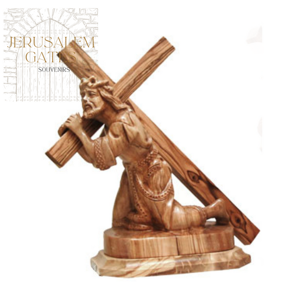 Jesus carrying the Cross 3rd Station Olive Wood Statue