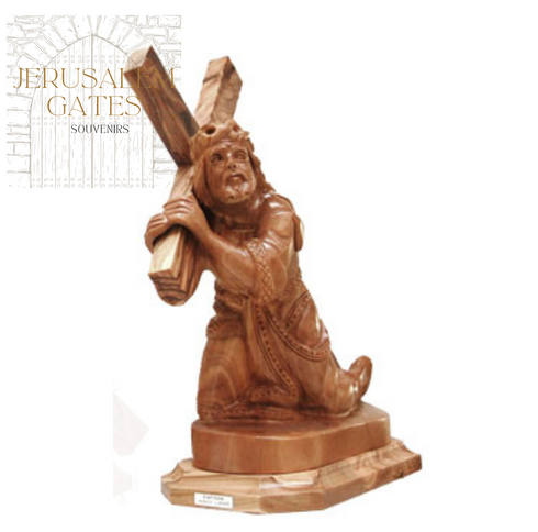 Jesus carrying the Cross 3rd Station Olive Wood Statue