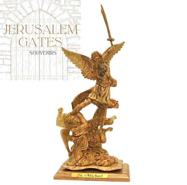 St. Michael Olive Wood Statue