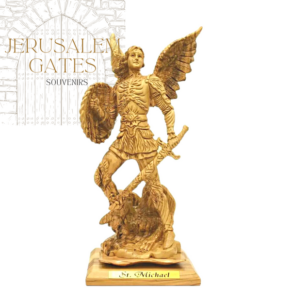 St. Michael Olive Wood Statue
