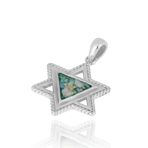 Star of David Roman Glass Pendant