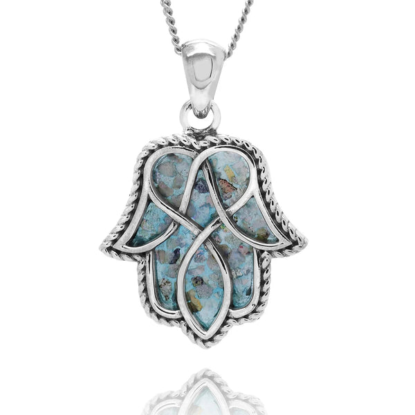 Khamsa Roman Glass Pendant