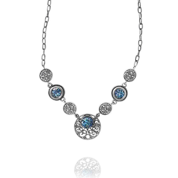 Round Filigree Roman Glass Necklace