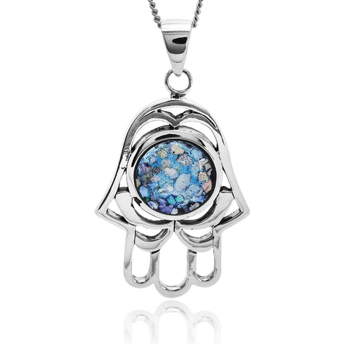 Khamsa Roman Glass Pendant