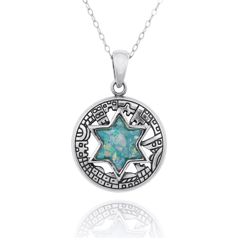 Star of David Roman Glass Pendant