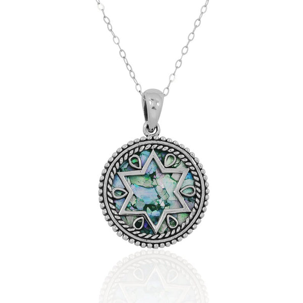 Star of David Roman Glass Pendant