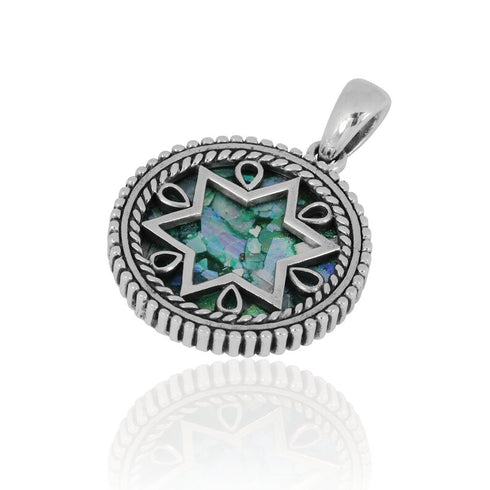 Star of David Roman Glass Pendant